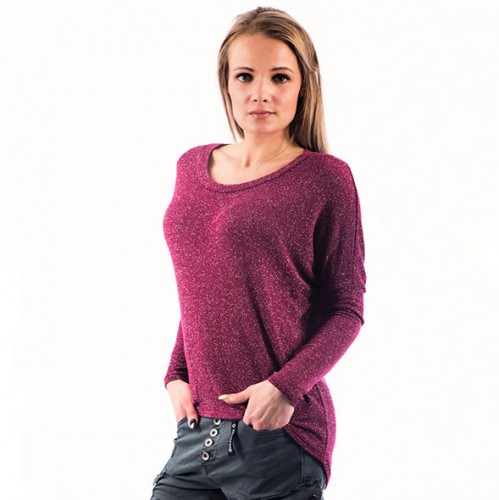Dámská móda a doplňky - Lehký vínový top s glitry – BRIGHT