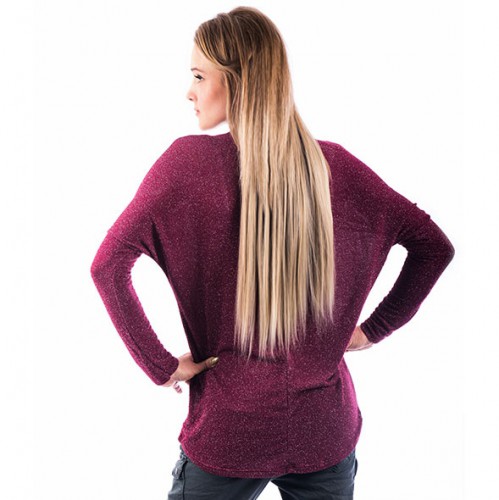 Dámská móda a doplňky - Lehký vínový top s glitry – BRIGHT