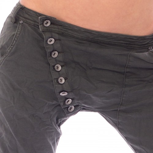 Dámská móda a doplňky - Dámské krčené kalhoty Baggy jeans - khaki