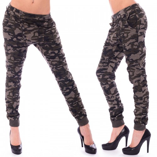 Dámská móda a doplňky - Dámské krčené kalhoty Army Baggy jeans
