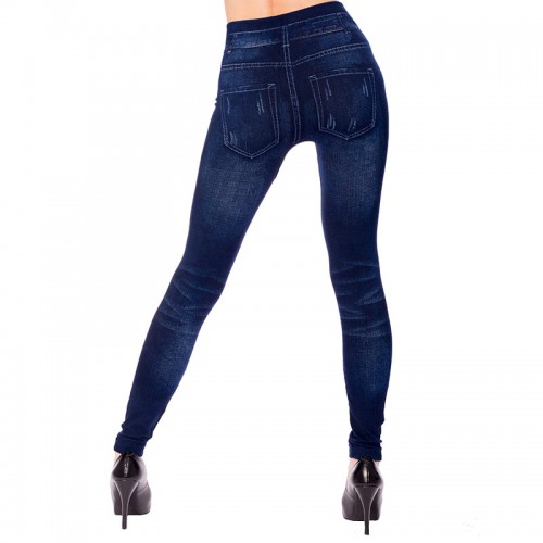 Dámská móda a doplňky - Dámské legínové kalhoty - imitace modrých potrhaných džínů