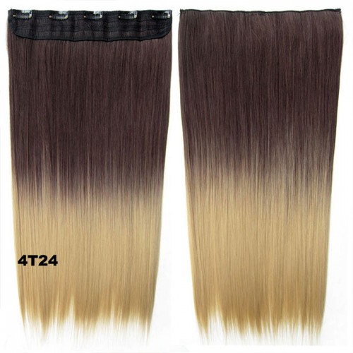 Prodlužování vlasů a účesy - Clip in vlasy - 60 cm dlouhý pás vlasů - ombre styl - odstín 4 T 24