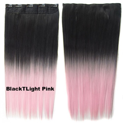 Prodlužování vlasů a účesy - Clip in vlasy - 60 cm dlouhý pás vlasů - ombre styl - odstín Black T Light Pink