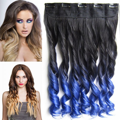 Prodlužování vlasů a účesy - Clip in pás - lokny - ombre - odstín Black T Blue