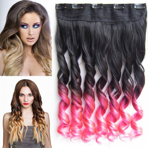 Prodlužování vlasů a účesy - Clip in pás - lokny - ombre - odstín Black T Pink
