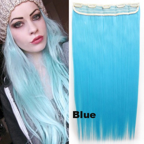 Prodlužování vlasů a účesy - Clip in vlasy - 60 cm dlouhý pás vlasů - odstín BLUE