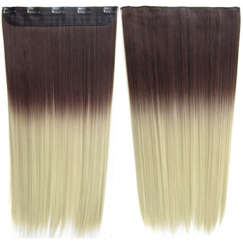 Prodlužování vlasů a účesy - Clip in vlasy - 60 cm dlouhý pás vlasů - ombre styl - odstín 4 T Khaki