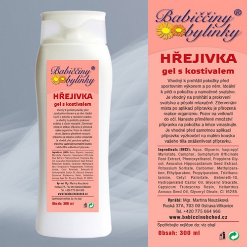 Krása - Masážní, hřejivý gel s kostivalem - 300 ml