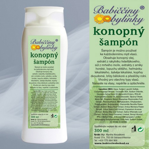 Kosmetika a zdraví - Bylinný šampon s konopným olejem, 300 ml