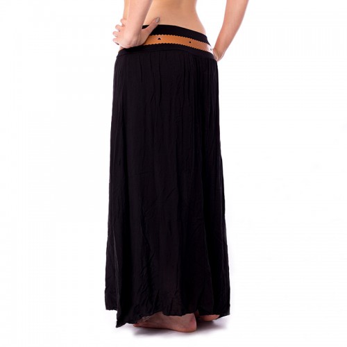Dámská móda a doplňky - Dlouhá černá sukně s páskem