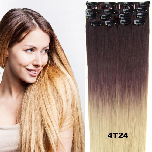 Prodlužování vlasů a účesy - Clip in sada OMBRE rovná - odstín 4 T 24
