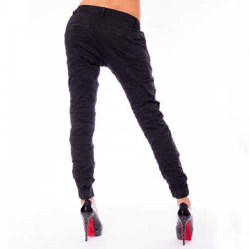Dámská móda a doplňky - Dámské krčené kalhoty Baggy jeans - černé