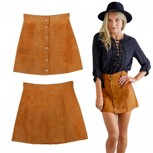 Dámská móda a doplňky - Dámská Vintage sukně - imitace broušené kůže