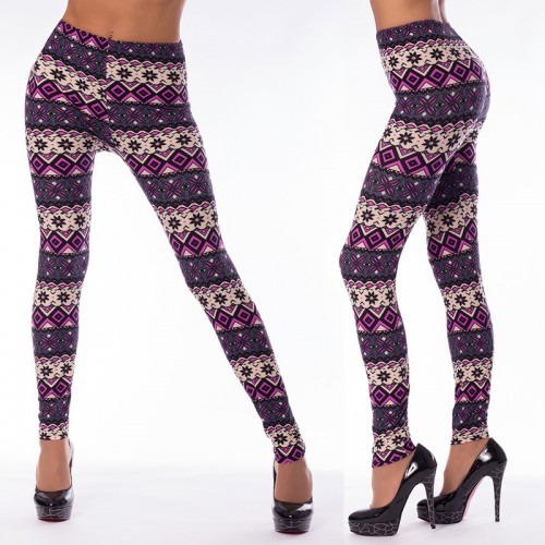 Dámská móda a doplňky - Dámské leginy - Winter Jacquar wine