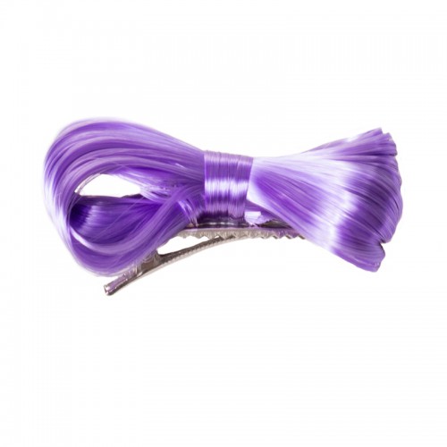 Prodlužování vlasů a účesy - Spona s vlasovou mašlí Reflex-fialová
