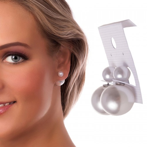 Dámská móda a doplňky - Dámské náušnice koule za ucho- bílá perleť - 12 mm