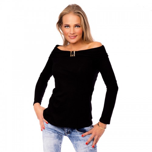 Dámská móda a doplňky - Černá dámská halenka s odhalenými rameny