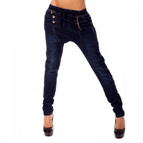 Dámská móda a doplňky - Dámské tmavě modré jeans baggy