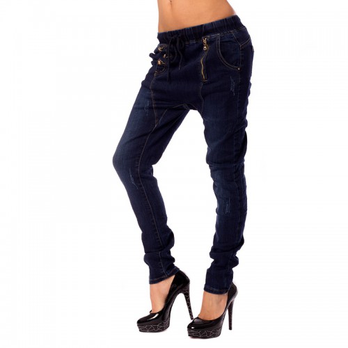 Dámská móda a doplňky - Dámské tmavě modré jeans baggy