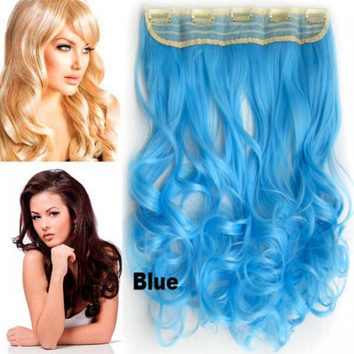 Prodlužování vlasů a účesy - Clip in pás vlasů - lokny 55 cm - odstín BLUE