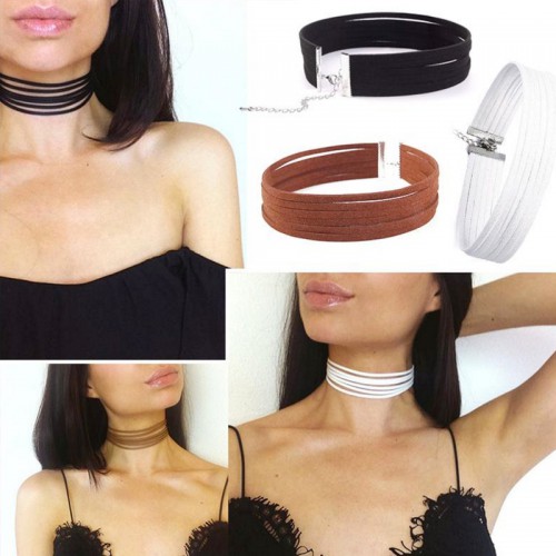 Dámská móda a doplňky - Kožený Gothic Velvet Retro obojek - náhrdelník