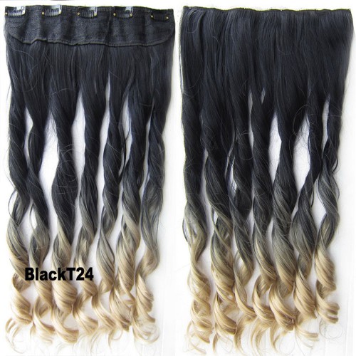 Prodlužování vlasů a účesy - Clip in pás - lokny - ombre - odstín Black T 24