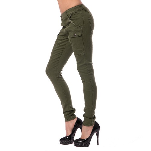 Dámská móda a doplňky - Dámské jeans GOURD - zelené