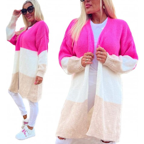 Kardigan krátký pruh - multicolor - pink