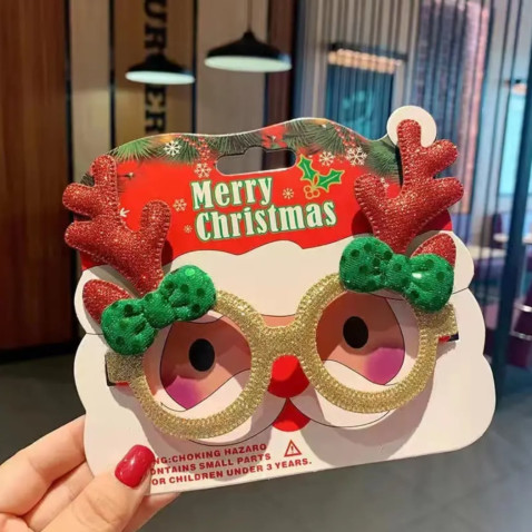 Vánoční ozdobné brýle - sob s mašličkou