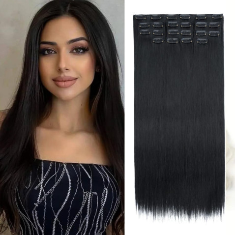Clip in sada DE-LUXE 57 cm - odstín 1#