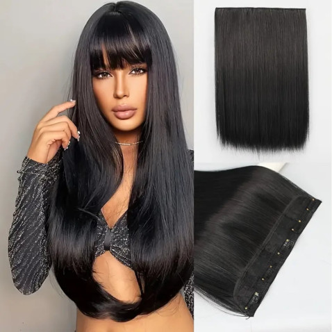 Clip in vlasy - 60 cm dlouhý pás vlasů - odstín 1#