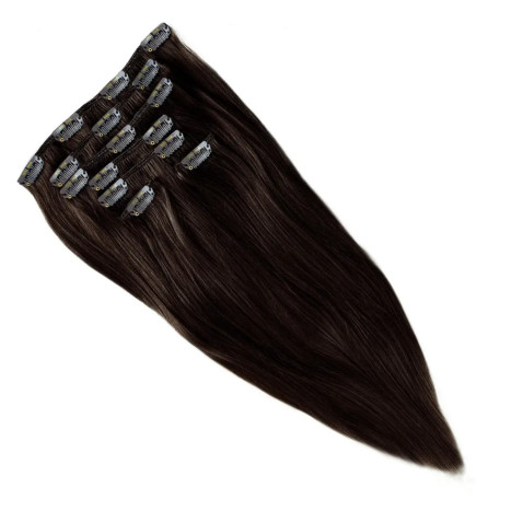 Clip In vlasy Premium 45 cm / 100 g - hnědá