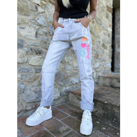 Dámské jeans baggy světle šedé Bung