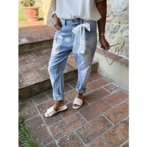 Dámské jeans N5 s krajkou