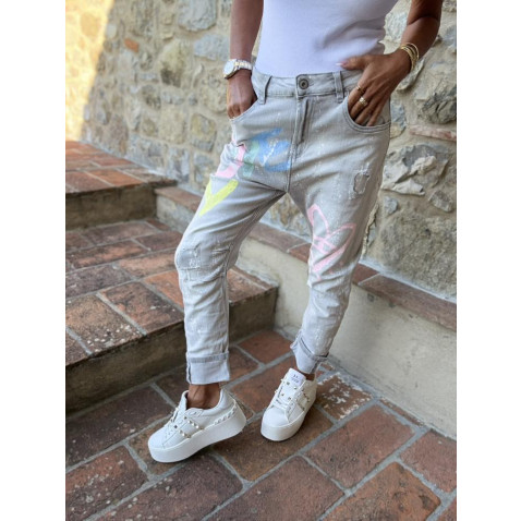 Dámské jeans baggy světle šedé Hart