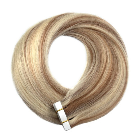 TAPE IN vlasy Premium 60 cm - melír ledová blond / tmavá blond