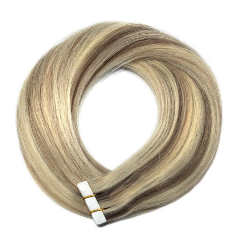 TAPE IN vlasy Premium 60 cm - melír ledová blond / světle hnědá