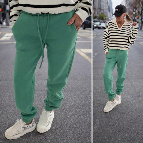 Dámské fleecové tepláky - tmavě zelená