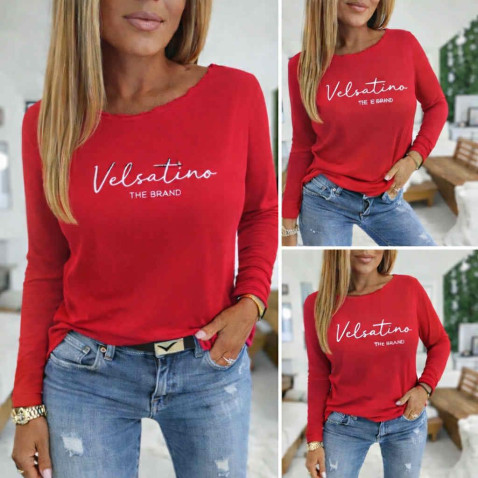 Bavlněná halenka - triko Velsatino červená