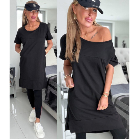 Super bavlněná šatovka - tunika Classic Rue Paris - černá