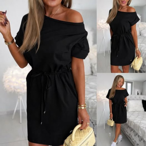 Šatovka s pásečkem černá