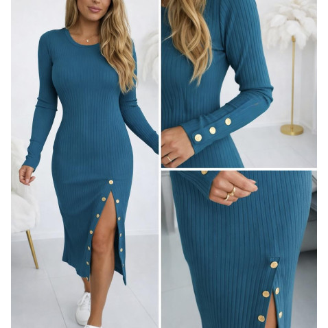 Šaty zlaté knoflíčky modrá