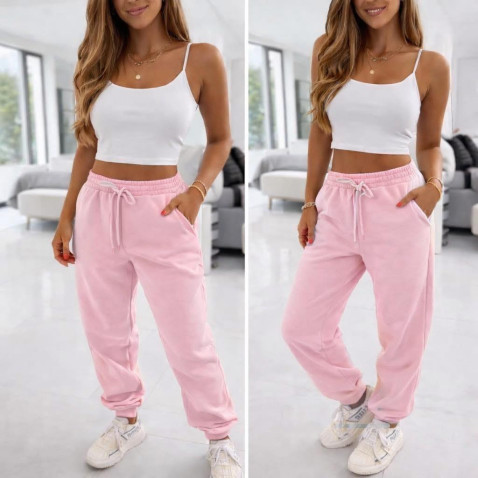 Dámské fleecové tepláky - růžová