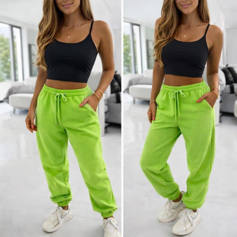 Dámské fleecové tepláky - zelená