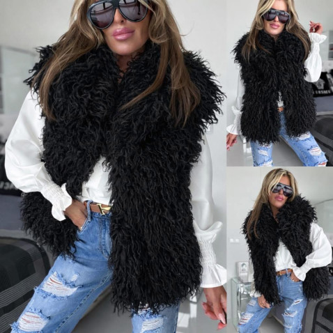 Dámské chlupatá vesta - černá