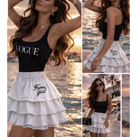 Trendy volánková sukýnka - světle šedá