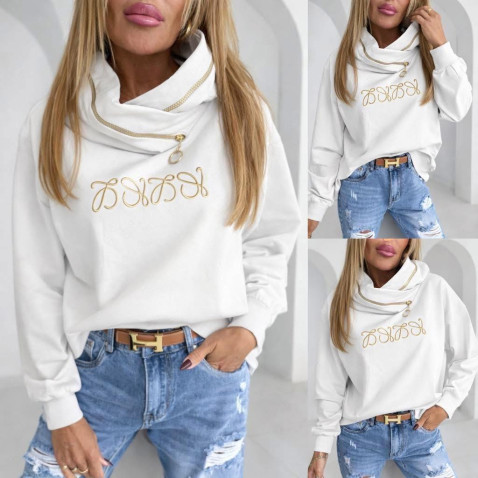 Mikina vyšité znaky - bílá