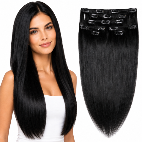 Clip in vlasy 51 cm lidské – Remy 70 g - odstín 1#