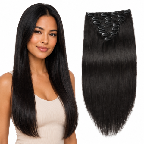 Clip in vlasy 45 cm lidské – Remy 70 g - odstín 1B