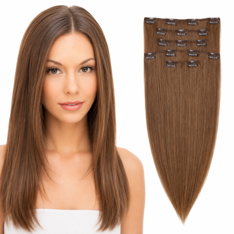 Clip in vlasy 55 cm lidské – Remy 70 g - odstín 8